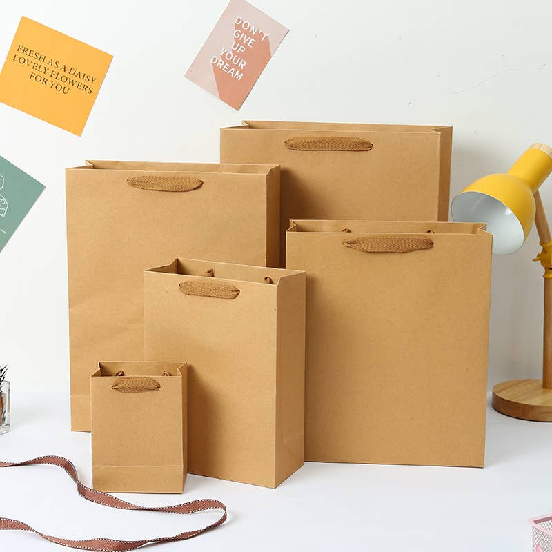 20pc, Vertical Brown Thick Kraft Paper Gift Bag w/ tissue