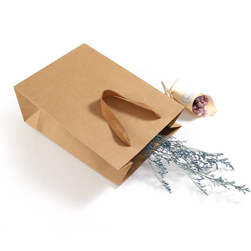 20pc, Vertical Brown Thick Kraft Paper Gift Bag w/ tissue