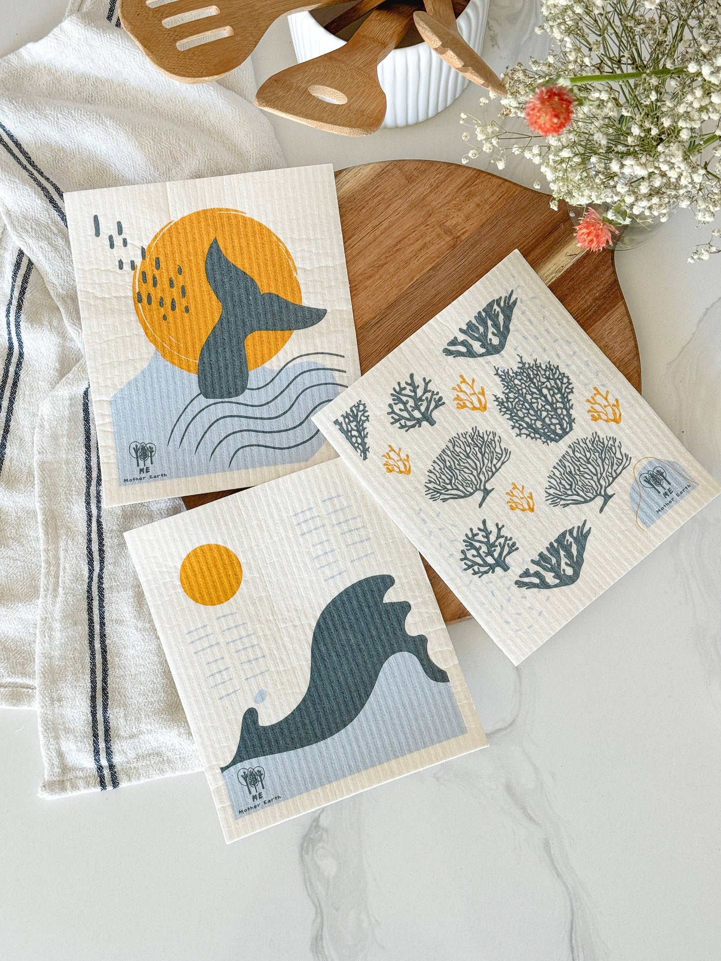 Swedish Dishcloths: 3-pack | Made in Sweden: Ocean Themed 3-Pack