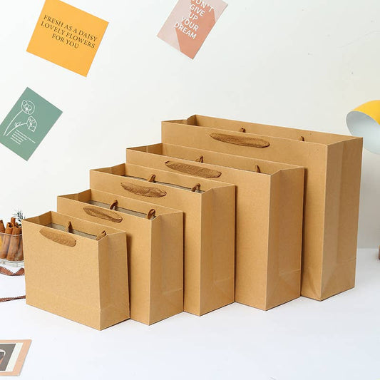 20pc, Horizontal Brown Thick Kraft Paper Gift Bag w/ tissue