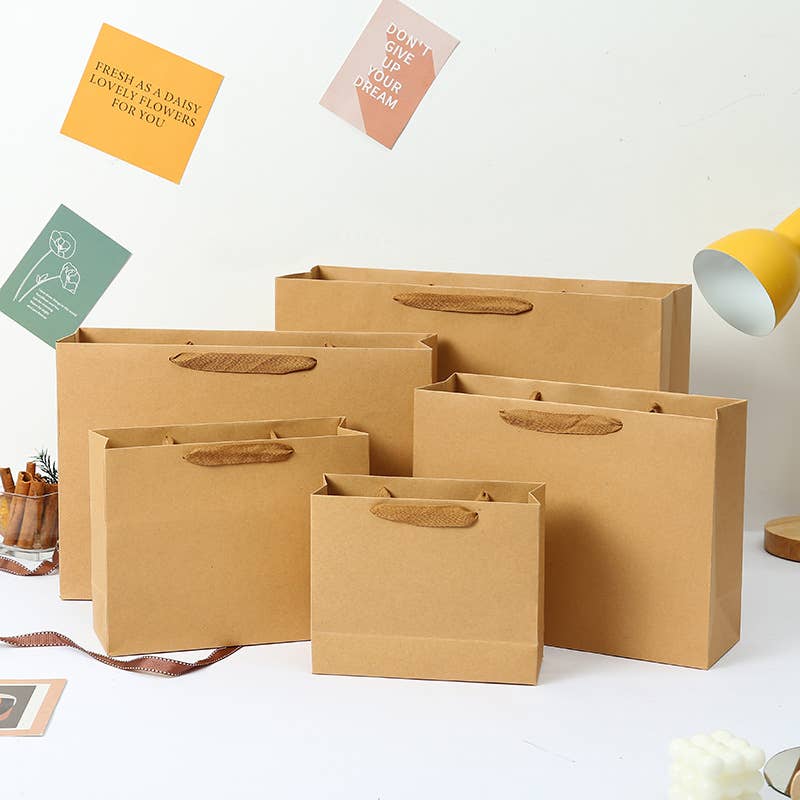 20pc, Horizontal Brown Thick Kraft Paper Gift Bag w/ tissue