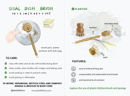 Sisal Dish Brush Refill (Brush Head Only)