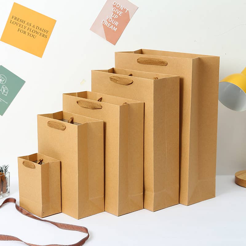 20pc, Vertical Brown Thick Kraft Paper Gift Bag w/ tissue