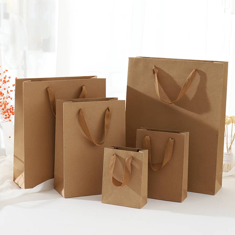 20pc, Vertical Brown Thick Kraft Paper Gift Bag w/ tissue