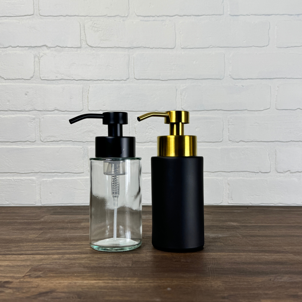 Farmhouse Foaming Glass Soap Dispenser w/ metal pumps
